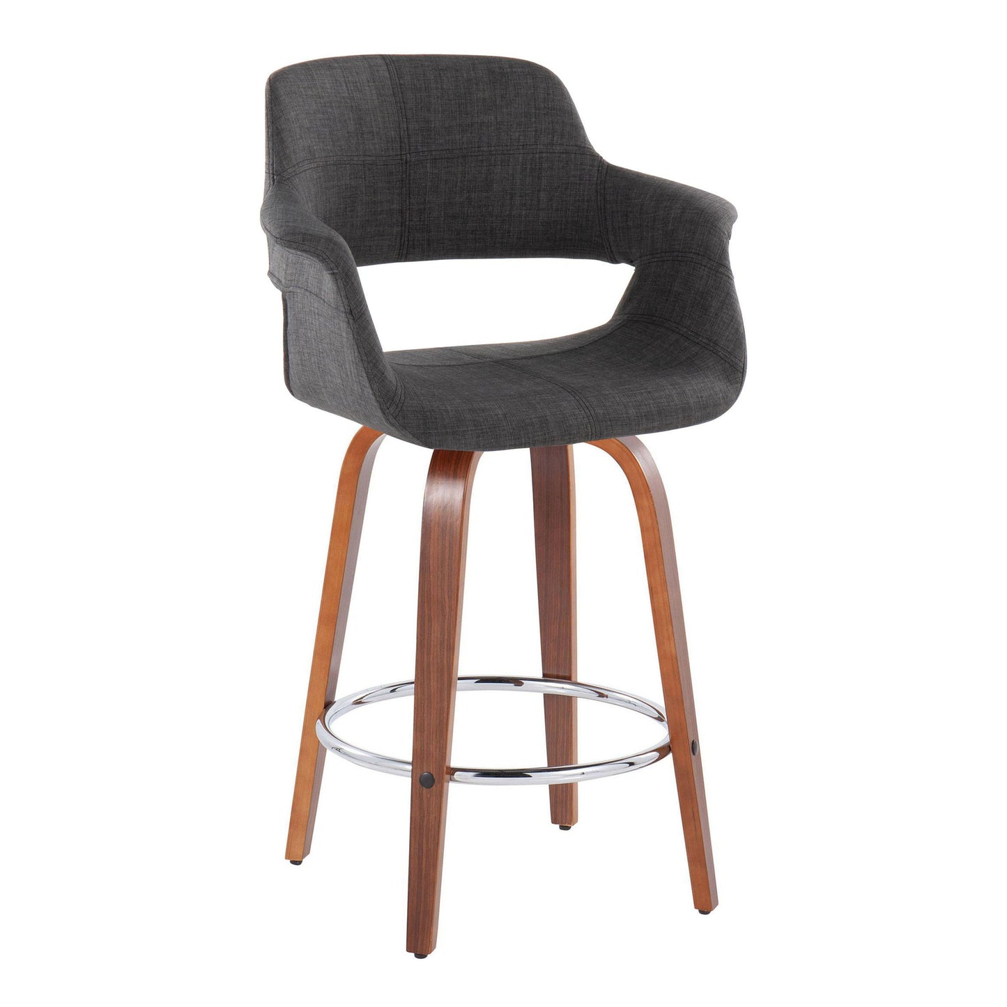 Vintage Flair - Mid-Century Modern Fixed Height Counter Stool With Swivel With Round Footrest (Set of 2)