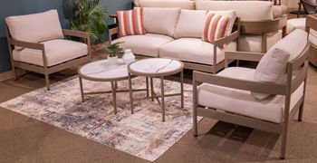 Big Creek Cove - Loveseat, Lounge Chairs, Tables Set (Set of 5) - Beige
