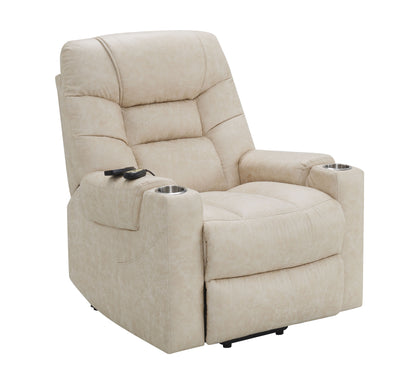 Nairi - Leather Aire Power Motion Recliner With Lift Heating Massage Function - Ivory