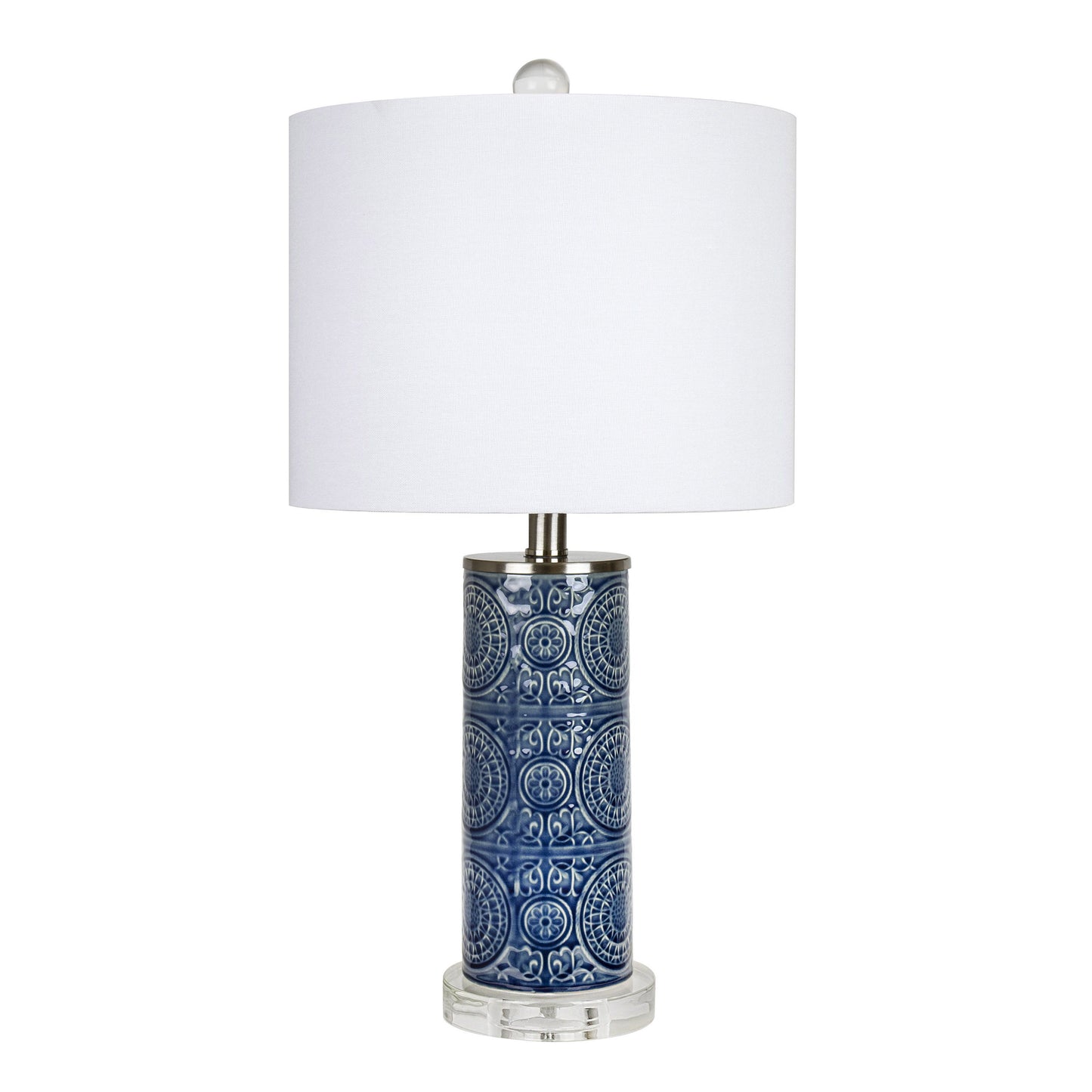 Spyro - Contemporary Table Lamp - Bijou Blue / White / Clear Crystal / Nickel