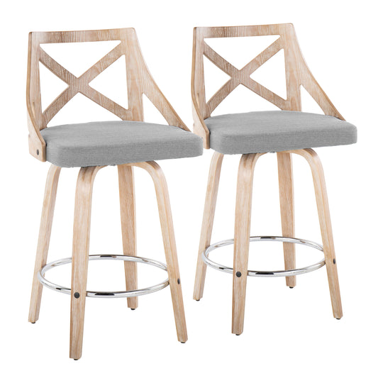 Charlotte - Farmhouse Fixed Height Counter Stool With Swivel Round Footrest (Set of 2)