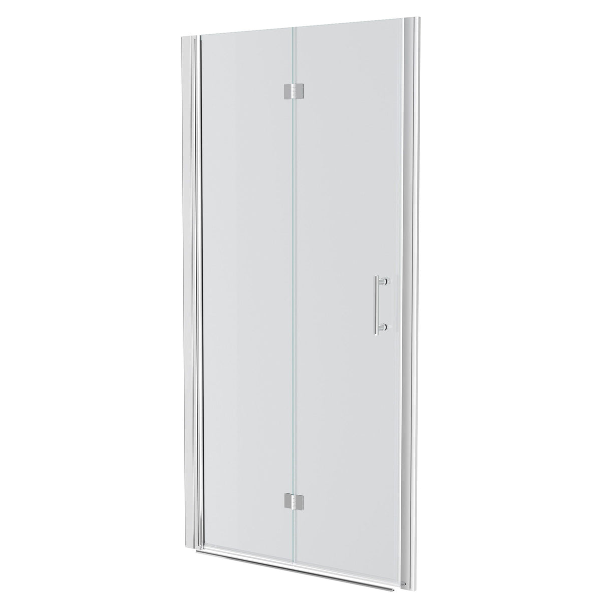 Bi Fold Frameless Shower Door With Tempered Glass,1 / 4" Thickness - Chrome