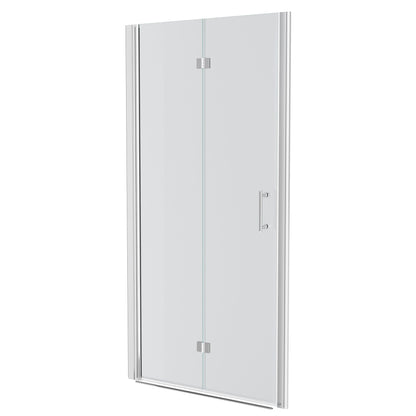 Fold Frameless Shower Door With Tempered Glass - Chrome