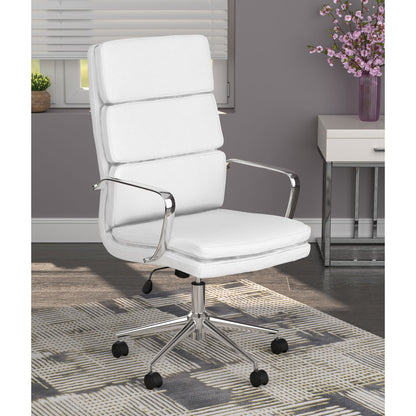Molly - Upholstered Adjustable High Back Office Chair With Base - White
