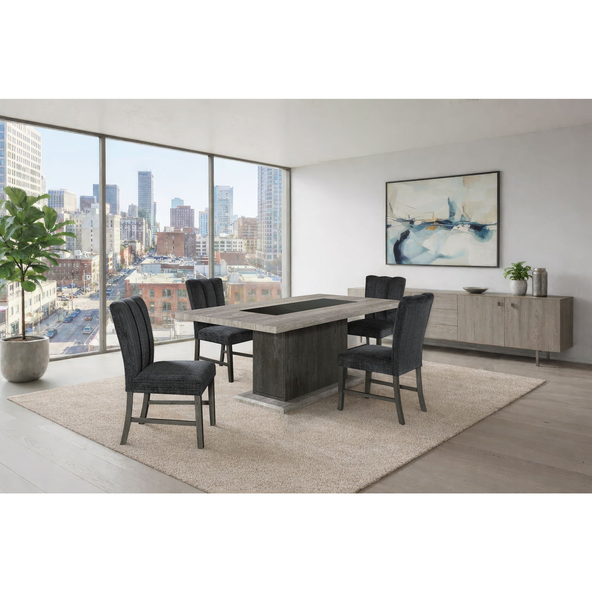 Dining Chair With Padded Seating And Back (Set of 2) - Dark Gray