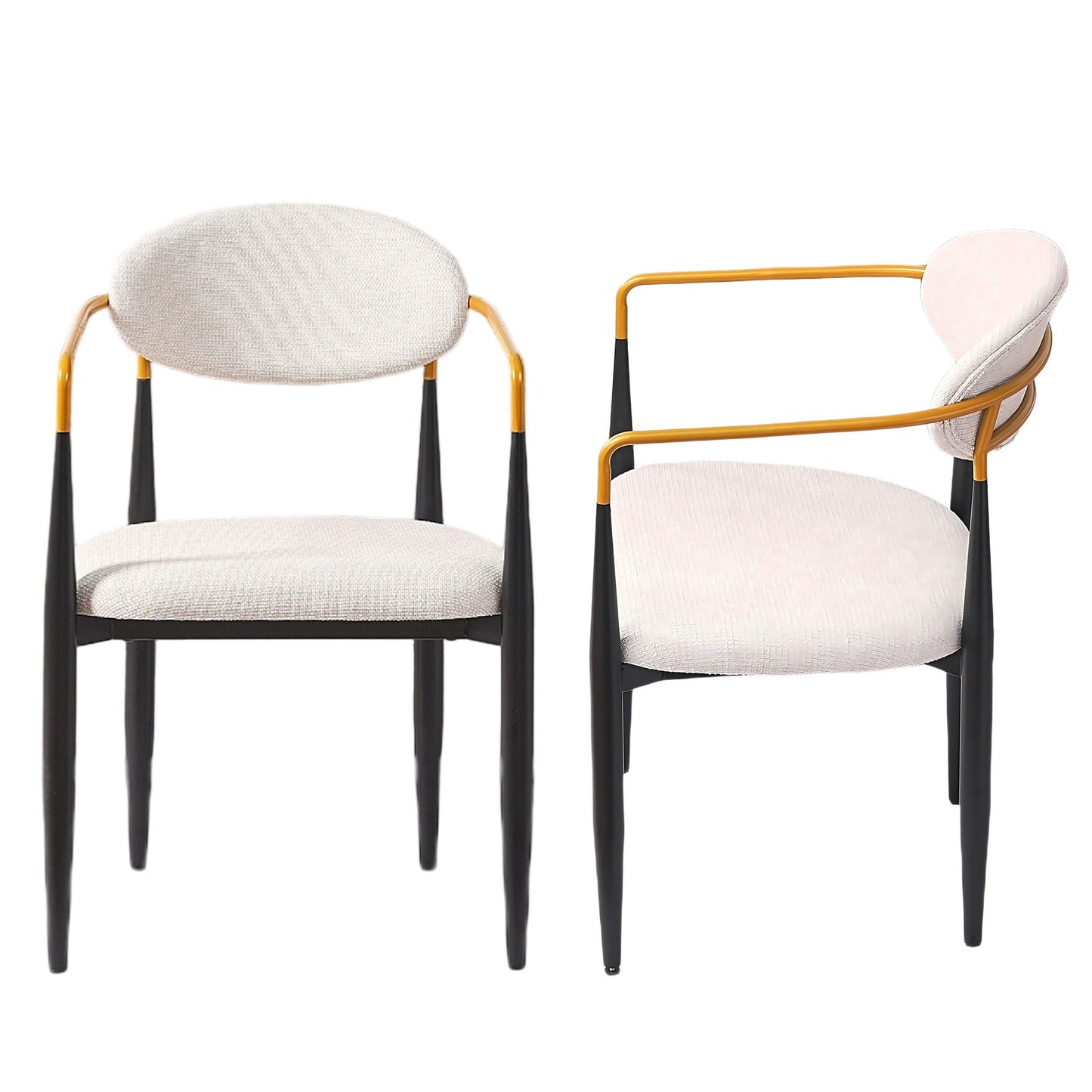 Modern Upholstered Dining Chair With Accented Armrests (Set of 2)