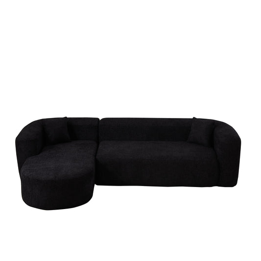 L - Shape Boneless Cloud Couch With 2 Throw Pillows For Living Room