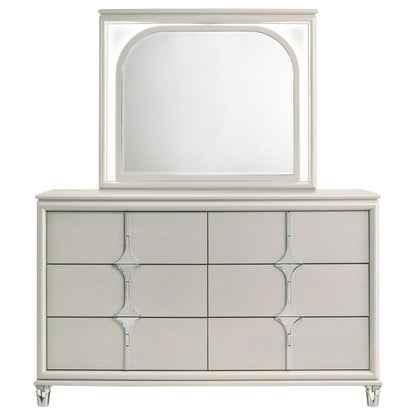 Olivia - 6-Drawer Dresser And LED Mirror - Pearl White