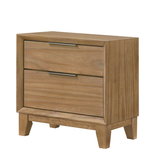 1 Piece 2 Drawer Nightstand - Natural Wood