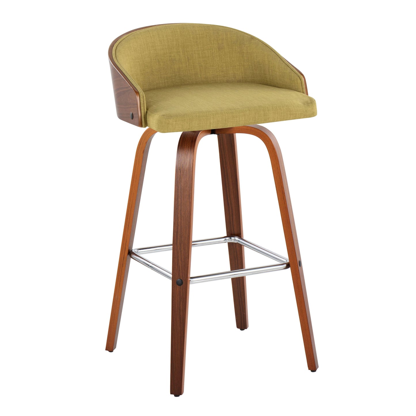 Shiraz - Mid-Century Modern Fixed Height Stool With Swivel With Square Footrest (Set of 2)