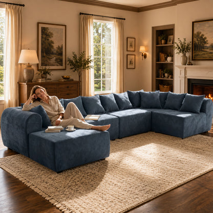 8 Seater U-Shaped Couch With Ottoman