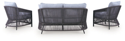 Bodega Island - Loveseat, Lounge Chairs, Table Set (Set of 4) - Gray