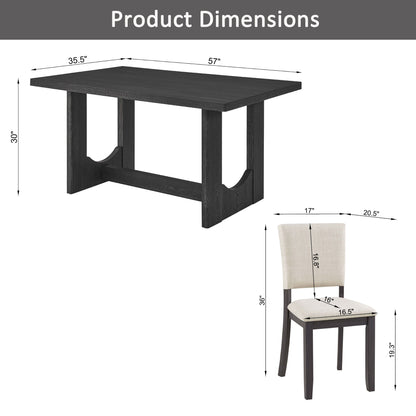 Dining Table Set, Rectangular Kitchen Table With Upholstered Chairs, U - Shaped Frame