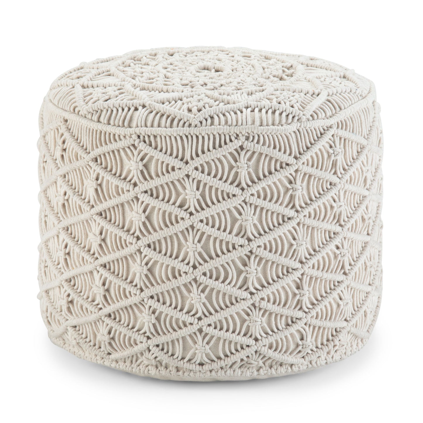 Coates - Round Macrame Pouf - Natural