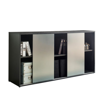 Metro - Contemporary TV Stand With 2 Shelves And Sliding Doors - Silver