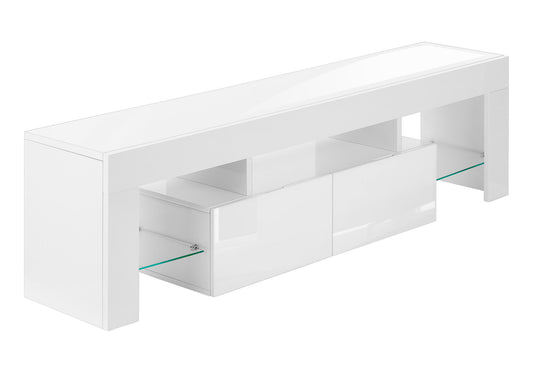 TV Stand, Console, Media Entertainment Center, Storage Cabinet, Glossy Contemporary & Modern - White