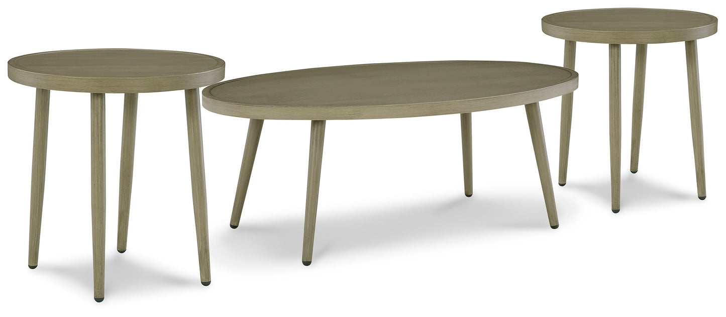 Swiss Valley - Beige -  Outdoor Coffee Table With 2 End Tables