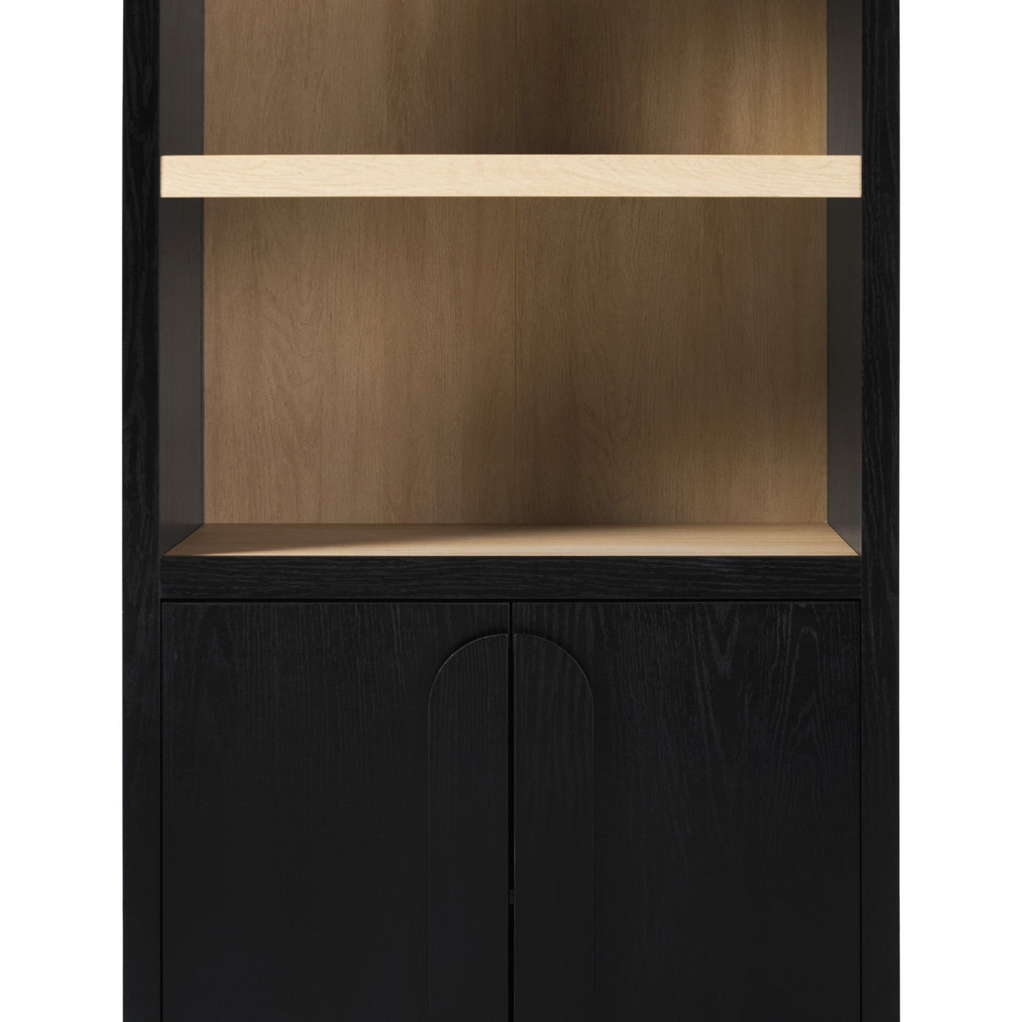 Modern 3 Shelf Open Arched Bookcase Cabinet