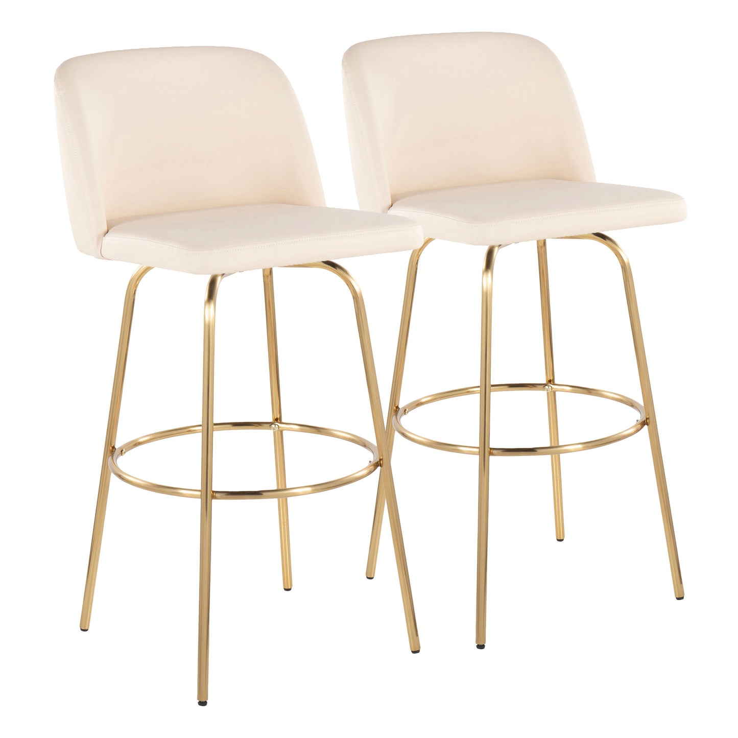 Toriano - Contemporary Fixed Height Barstool With Swivel And Round Footrest (Set of 2)