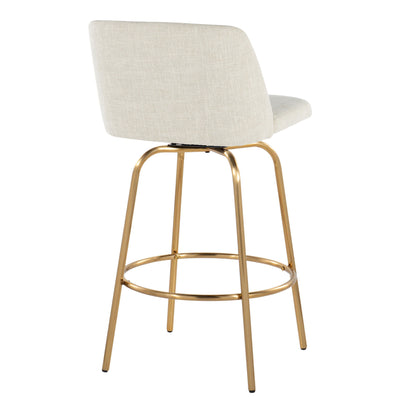 Toriano - Contemporary, Fixed Height Counter Stool With Swivel With Round Footrest (Set of 2)