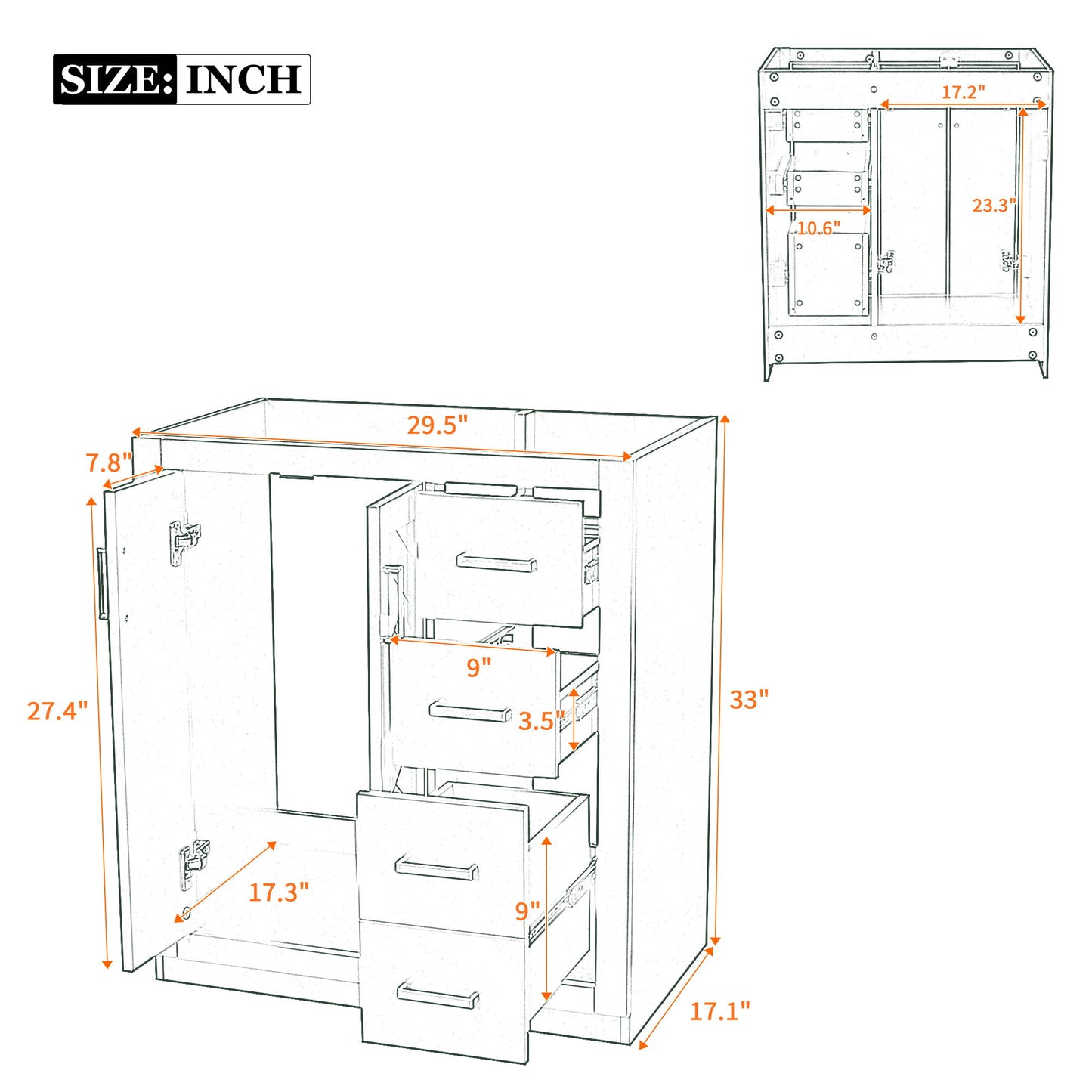 Retro Style Bathroom Vanity With 3 Drawers & Soft-Closing Doors