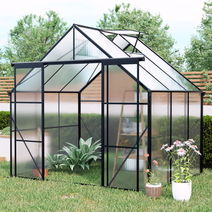 Double Door Polycarbonate Greenhouse Raised Base And Anchor Aluminum Heavy Duty Walk In Greenhouses For Outdoor Backyard In All Season