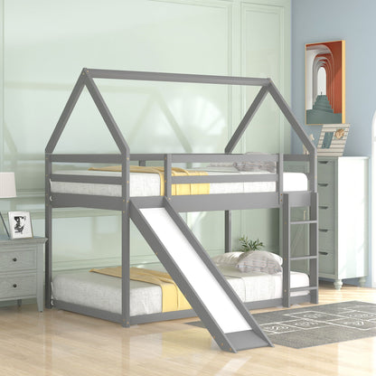 House Shape Bunk Bed With Slide And Ladder