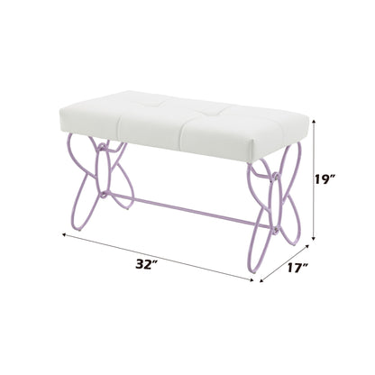 Priya II - Synthetic Leather Purple Bench - Purple / White