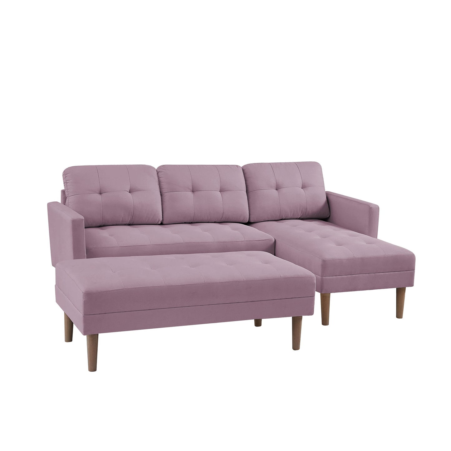 Right Facing Sectional Sofa Bed, L-Shape Sofa Chaise Lounge With Ottoman Bench