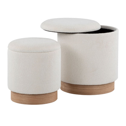 Marla - Contemporary, Nesting Ottoman Set - Natural / Cream