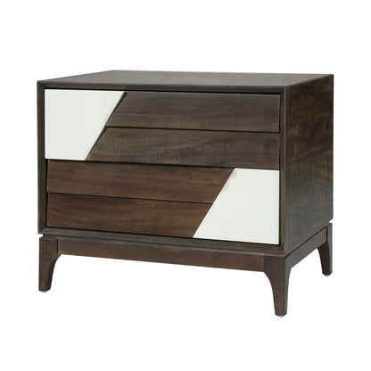 Japandi 2 Drawer Nightstand With Geometric Design
