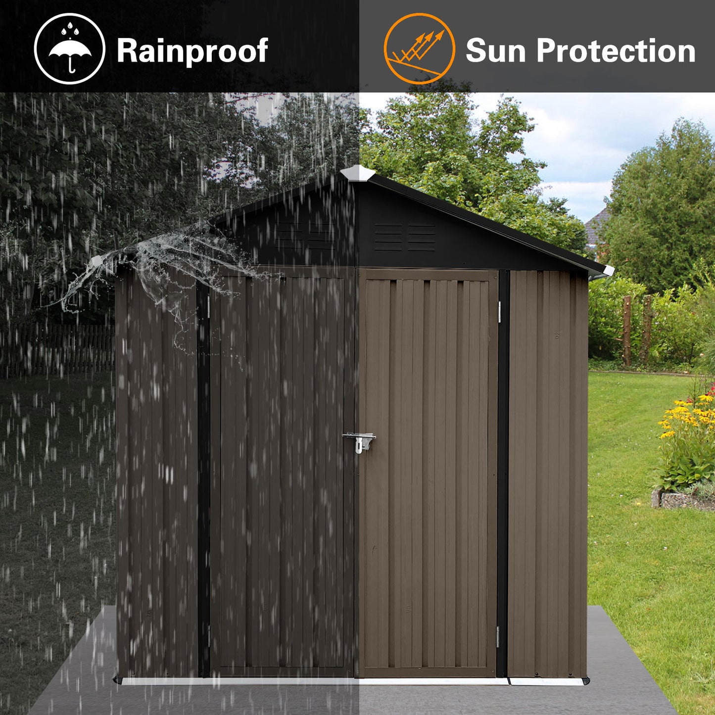 4FtX6Ft Out Storage Sheds Apex Roof - Brown / Black