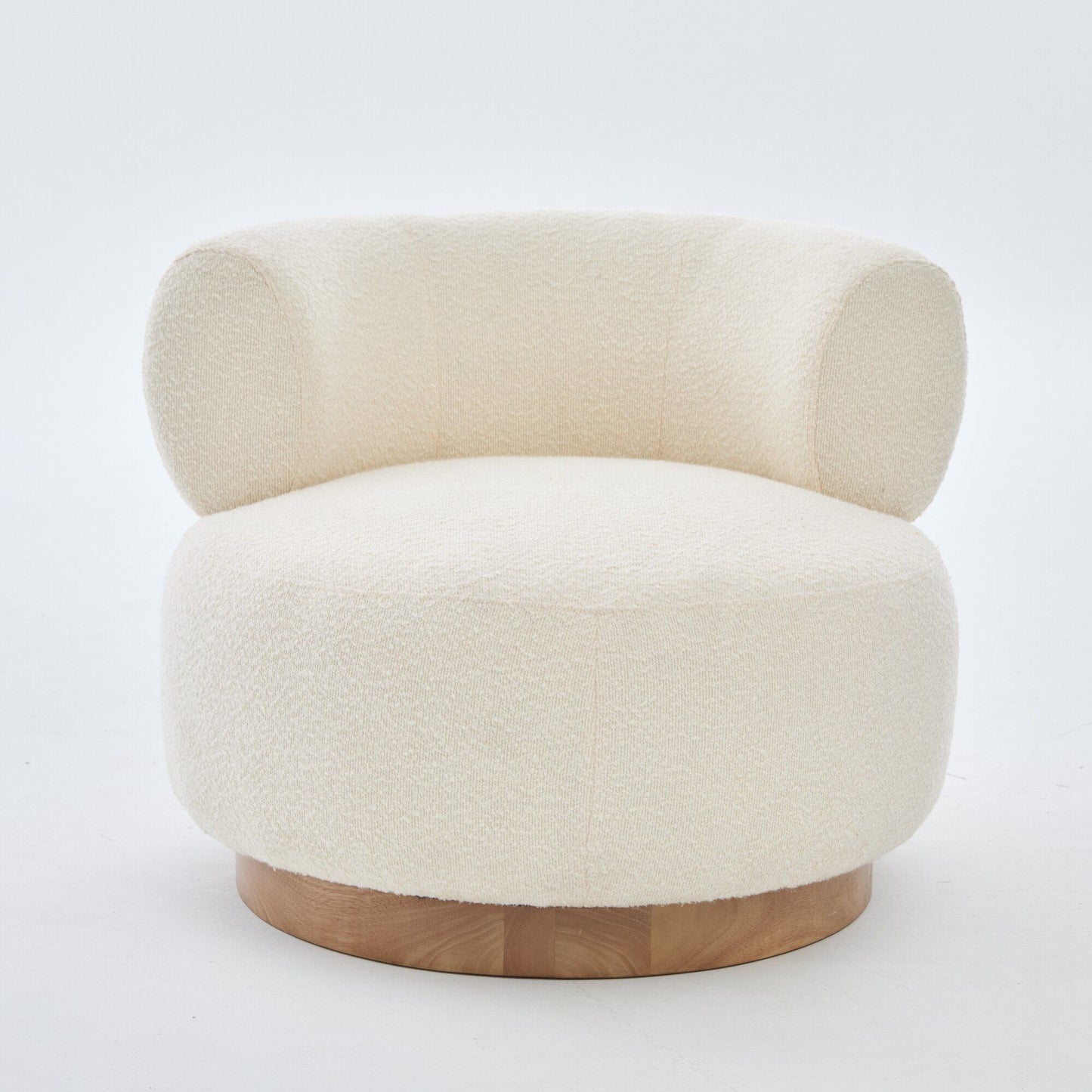 Swivel Accent Chair With Curved Backrest For Home Decor - Beige