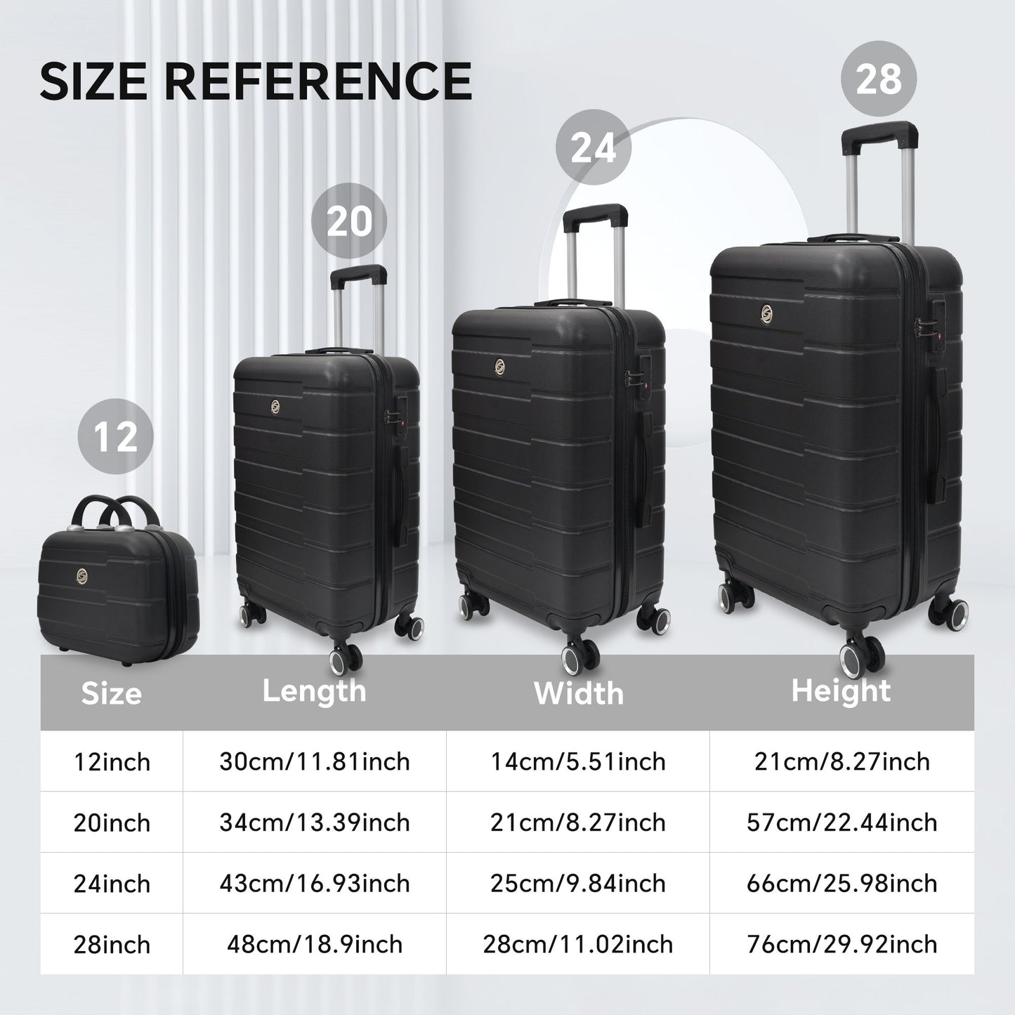 Luggage 4 Piece Set With Spinner Wheels, Hardshell Lightweight Suitcase With Tsa Lock, Checked Luggage