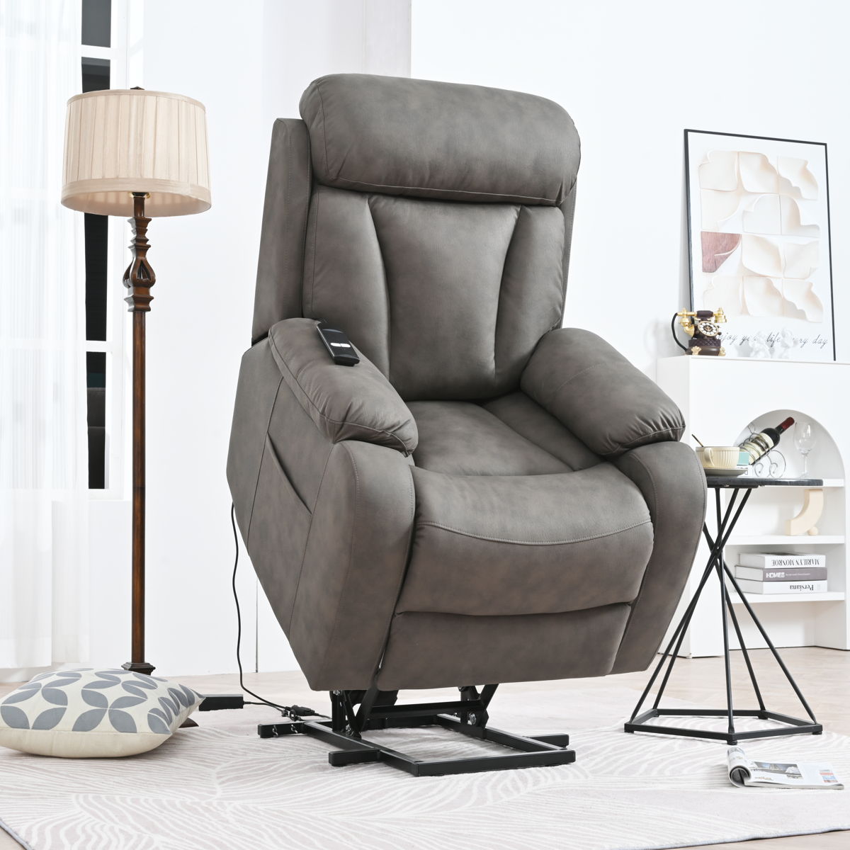 Lift Chair Recliner For Elderly Power Remote Control Recliner Sofa Relax Soft Chair Anti-Skid Australia Cashmere Fabric Furniture Living Room