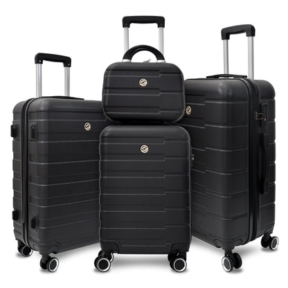 4 Piece Hard Shell Luggage Set, Carry On Suitcase With Spinner Wheels, Family Luggage Set