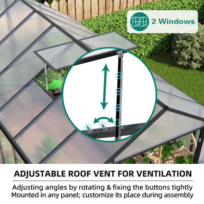 Gain Height Windproof Greenhouse All Season Outdoor Garden Shelter
