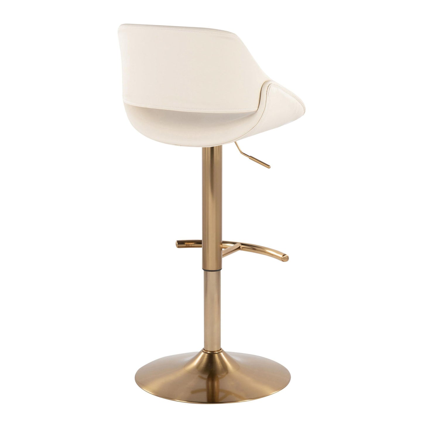 Fabrico - Contemporary Adjustable Barstool With Swivel With Rounded T Footrest (Set of 2) - Gold / Cream