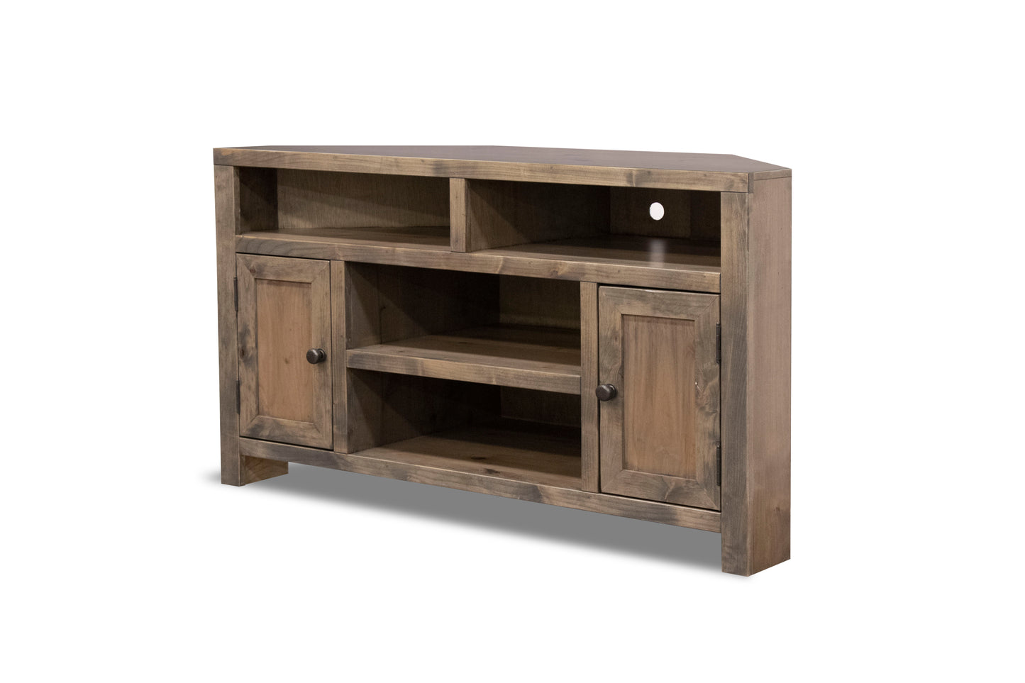 Joshua Creek - Corner TV Stand For TVs Up To - Barnwood