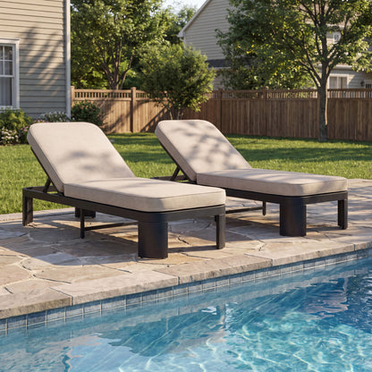 Outdoor Chaise Lounge With Cushion, 5 Position Adjustable Backrest