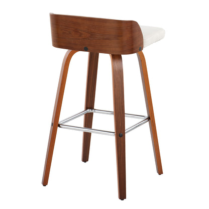 Maya - Mid Century Modern Fixed Height Barstool With Swivel With Square Footrest (Set of 2)