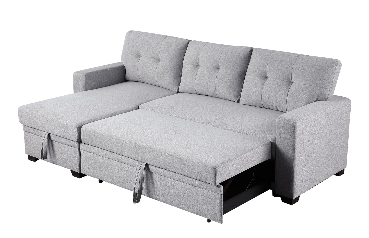 Upholstered Pull Out Sectional Sofa With Chaise