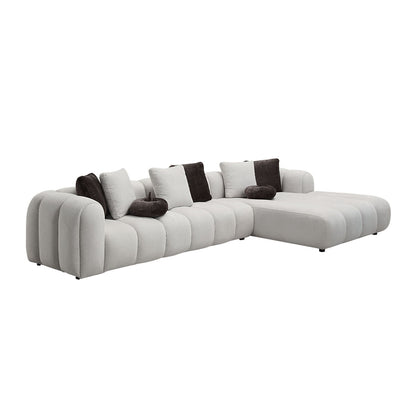 Manilla - Sectional Sofa With 8 Pillows - Ivory White