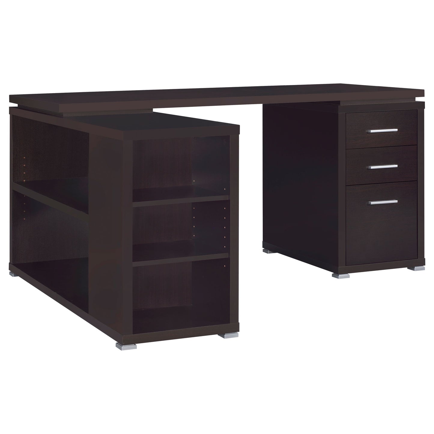 Tona - L-Shape Computer Desk With 3 Drawers And 5 Shelves