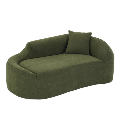 Compression Curved Chaise Longue Chair Indoor Loveseat Sofa Bed With Deep Seat And Pillow - Green