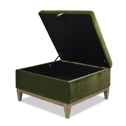 Knox - Square Storage Cocktail Ottoman - Olive Green