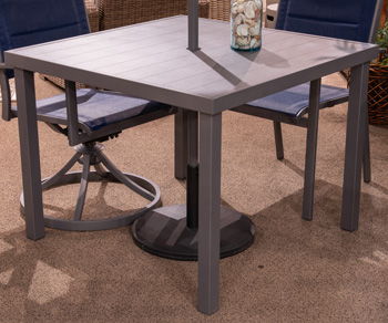 Point Bonita - Square Dining Table With Umbrella Option - Gray