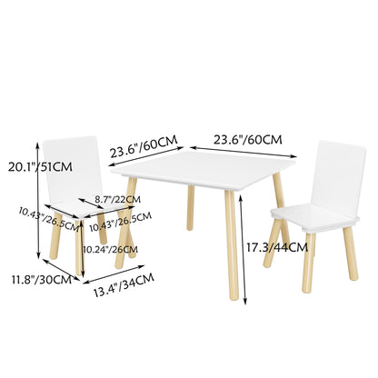 Kids Table And 2 Chairs Set, 3 Piece Toddler Activity Play - White