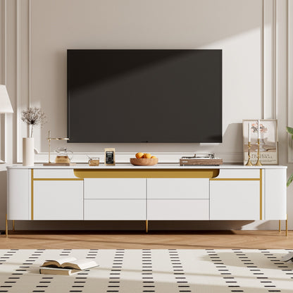 TV Stand For TVs Up To 80" With 4 Drawers And 2 Spacious Cabinets