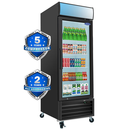 Glass Door Merchandiser Refrigerator Swing Door Commercial Display Refrigerators Merchandising Refrigeration With LED Top Panel